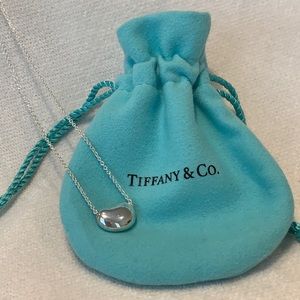 Tiffany Elsa Peretti Sterling Silver Bean Necklace